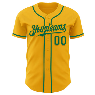 Custom Gold Kelly Green Authentic Baseball Jersey