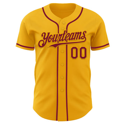 Custom Gold Crimson Authentic Baseball Jersey