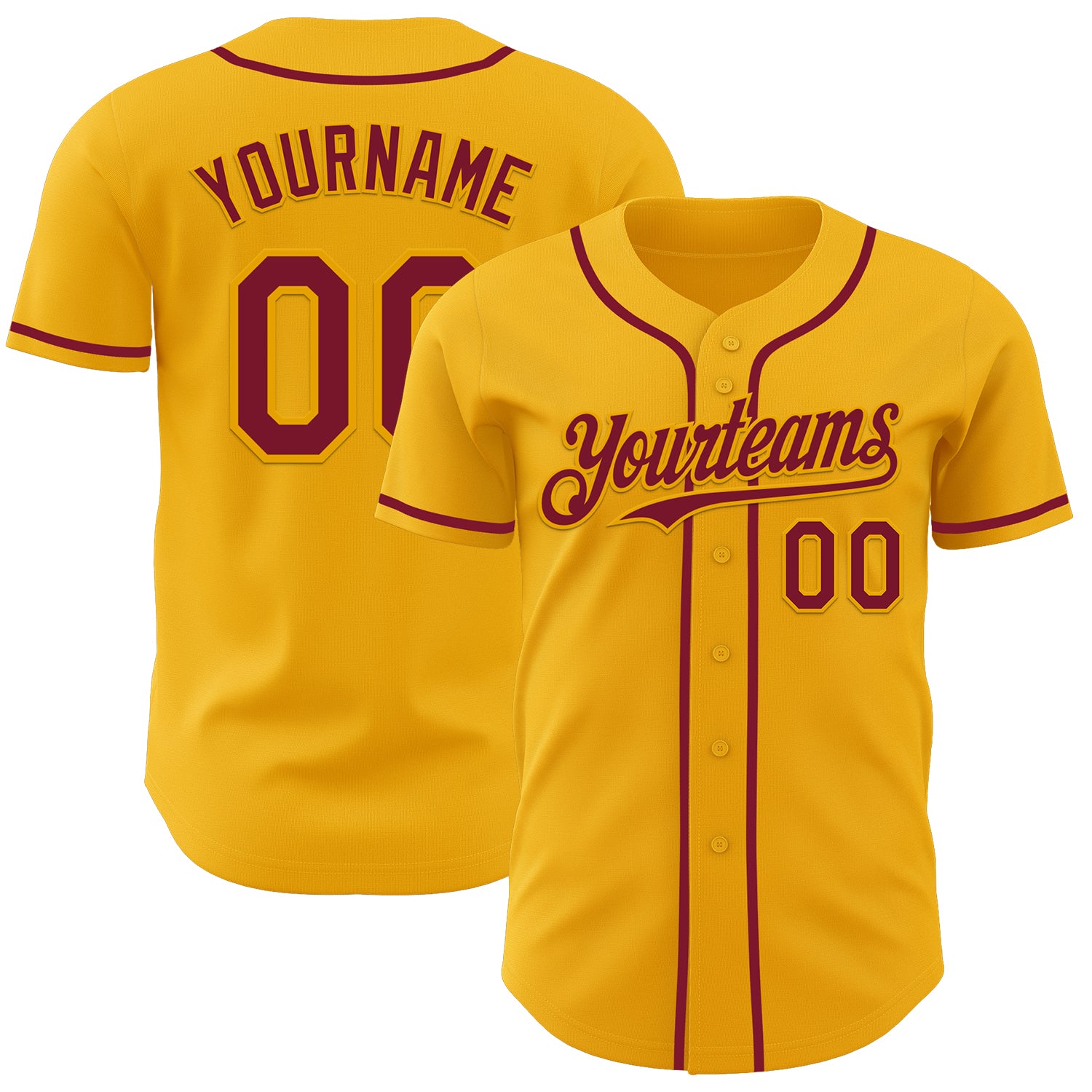 Custom Gold Crimson Authentic Baseball Jersey