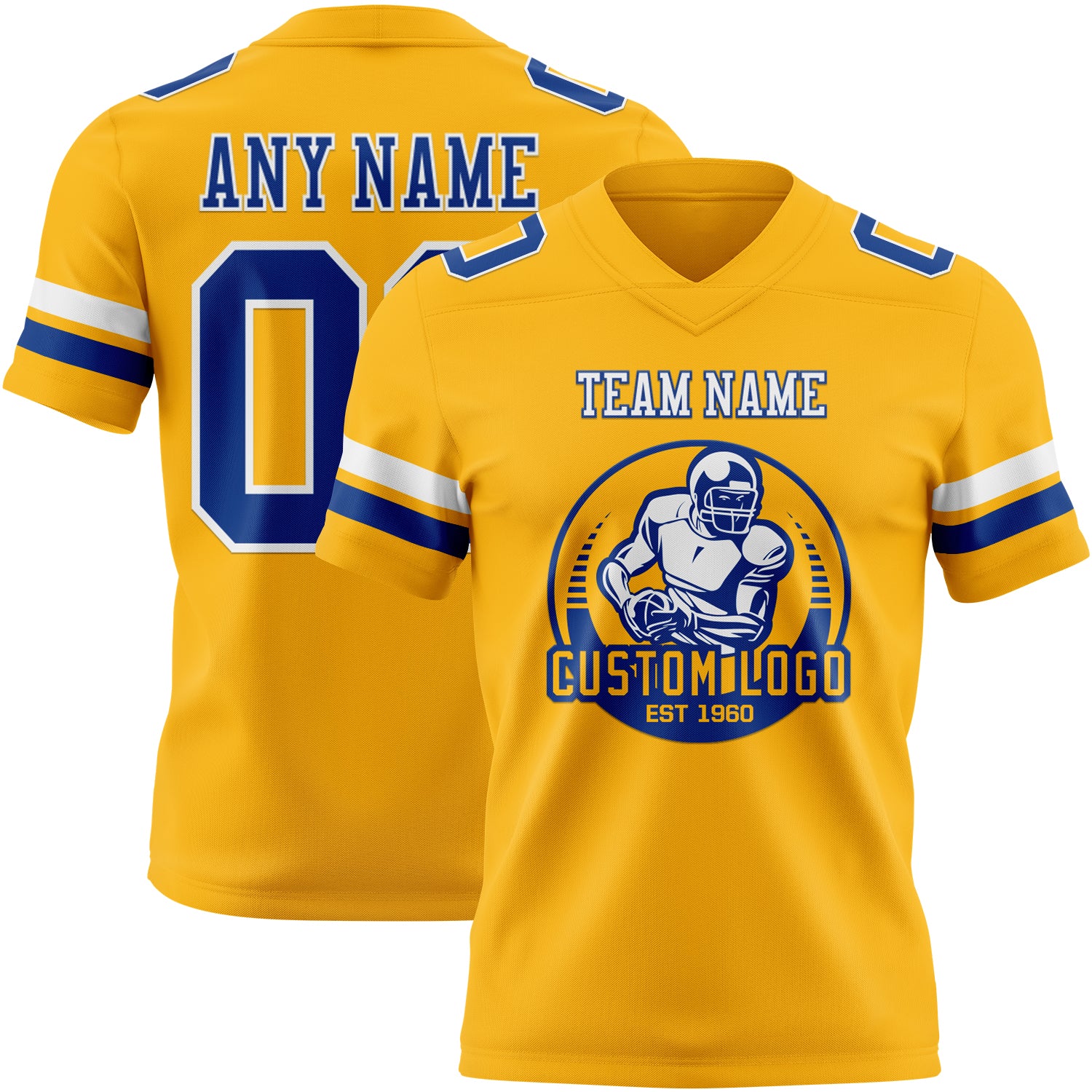 Custom Gold Royal-White Authentic Football Jersey