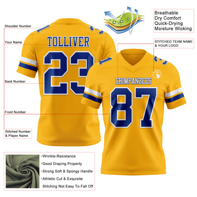 Custom Gold Royal-White Authentic Football Jersey