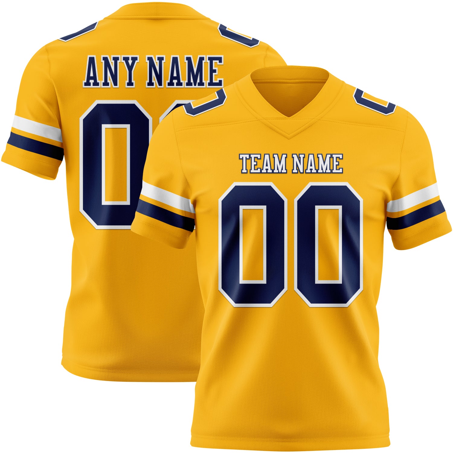 Custom Gold Nvay-White Authentic Football Jersey
