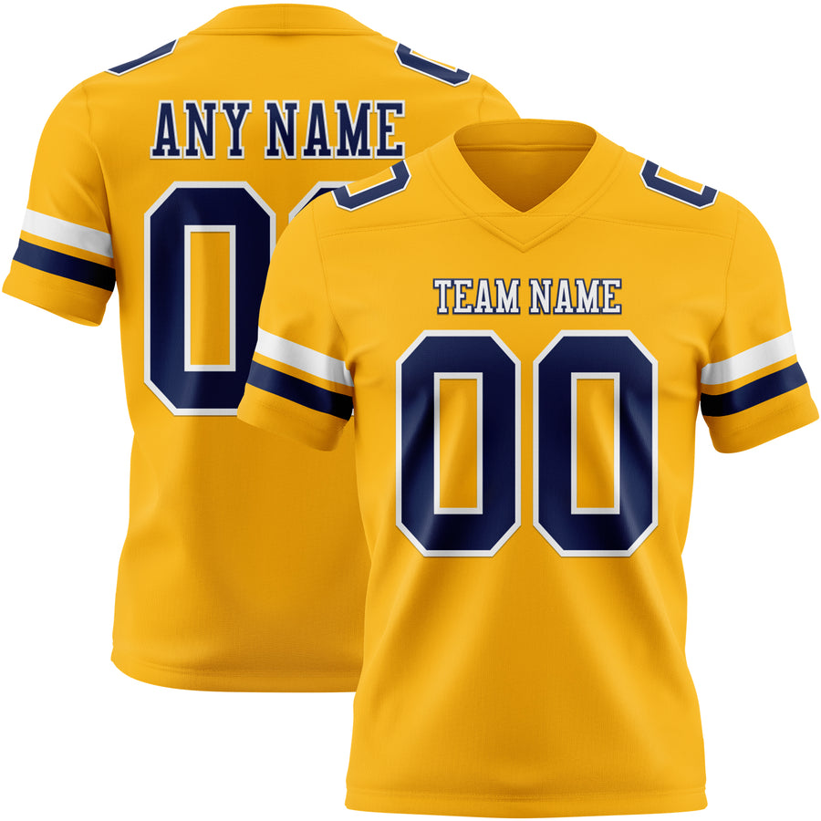 Custom Gold Nvay-White Authentic Football Jersey