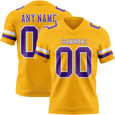 Custom Gold Purple-White Authentic Football Jersey