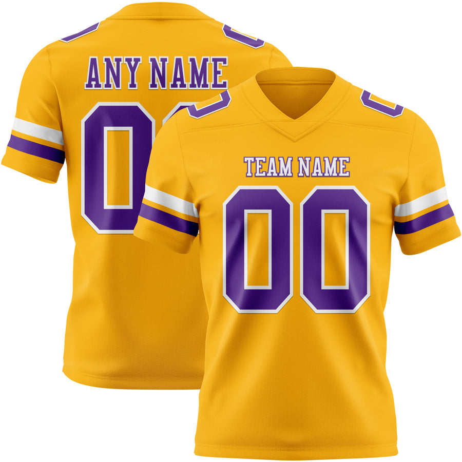 Custom Gold Purple-White Authentic Football Jersey
