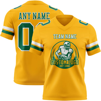 Custom Gold Kelly Green-White Authentic Football Jersey