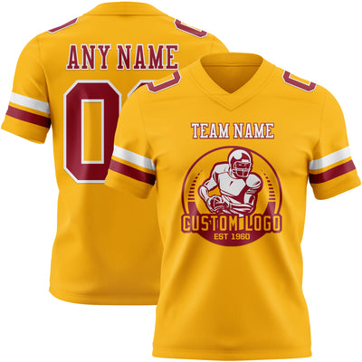 Custom Gold Cardinal-White Authentic Football Jersey