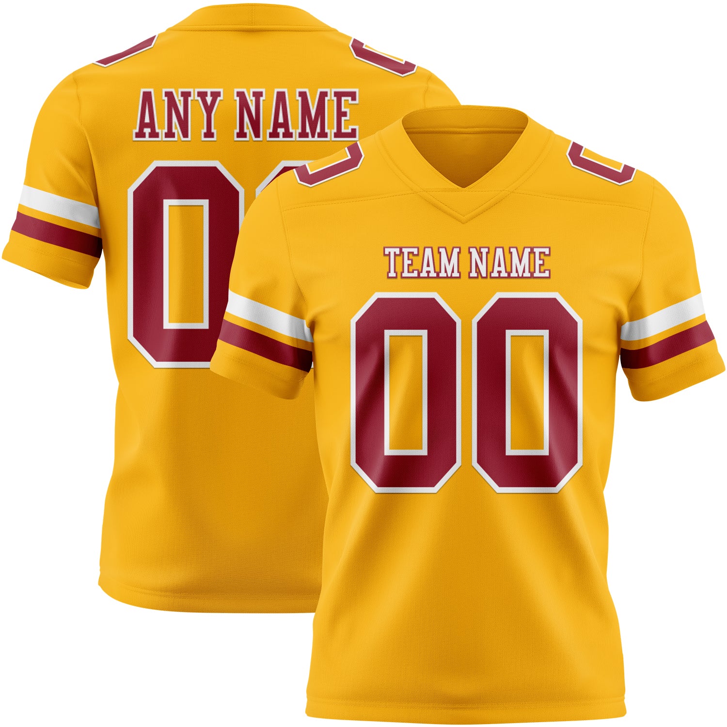 Custom Gold Cardinal-White Authentic Football Jersey