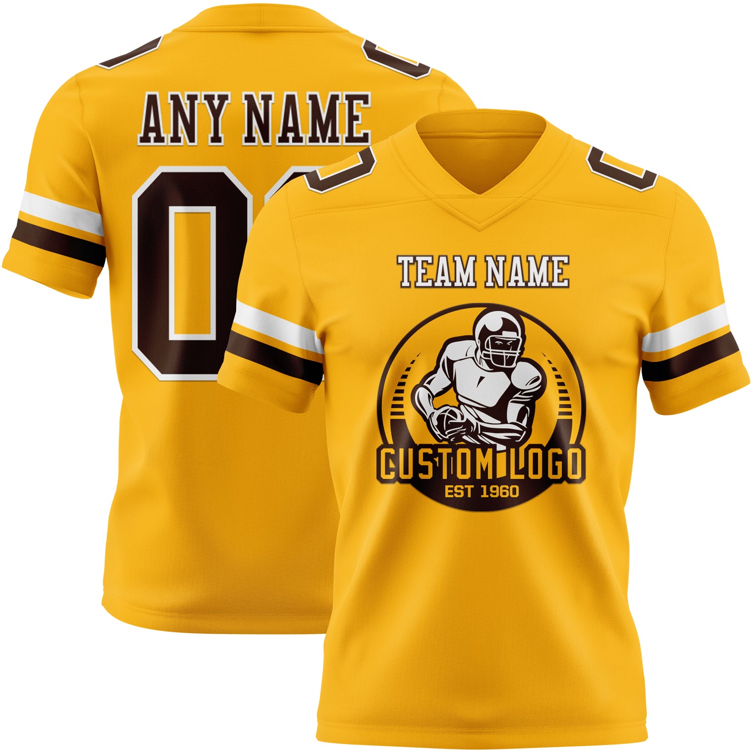 Custom Gold Brown-White Authentic Football Jersey