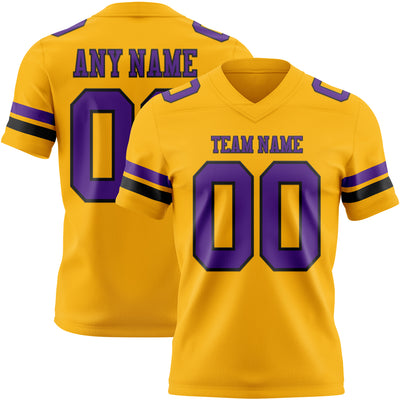 Custom Gold Purple-Black Authentic Football Jersey