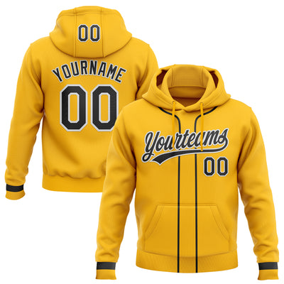 Custom Stitched Gold Black-White Baseball Pullover Sweatshirt Hoodie