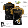 Custom Black Old Gold 3D Pattern Design Bowling Performance Golf Polo Shirt
