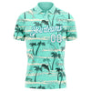 Custom Teal White 3D Pattern Design Hawaii Palm Trees Performance Golf Polo Shirt