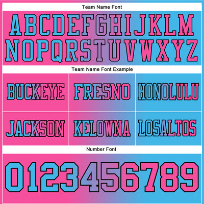 Custom Sky Blue Pink-Black Authentic Gradient Fashion Football Jersey