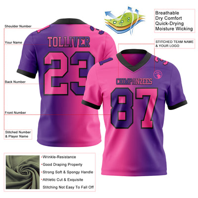 Custom Purple Pink-Black Authentic Gradient Fashion Football Jersey