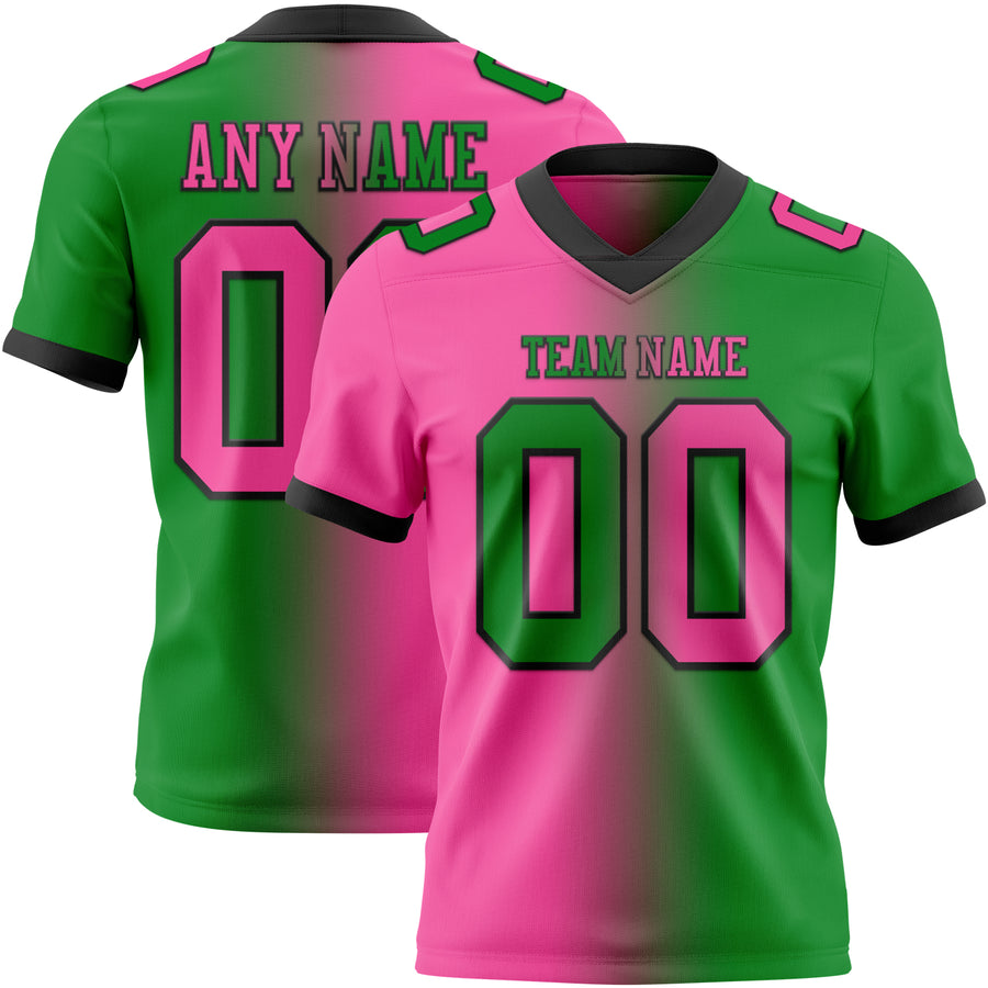 Custom Grass Green Pink-Black Authentic Gradient Fashion Football Jersey