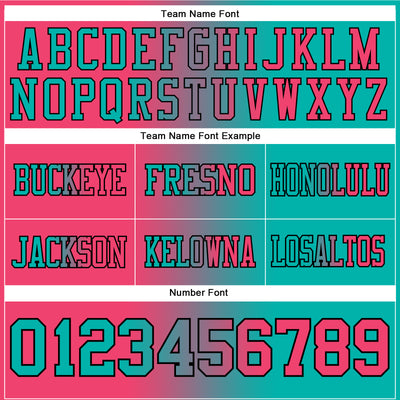 Custom Aqua Neon Pink-Black Authentic Gradient Fashion Football Jersey