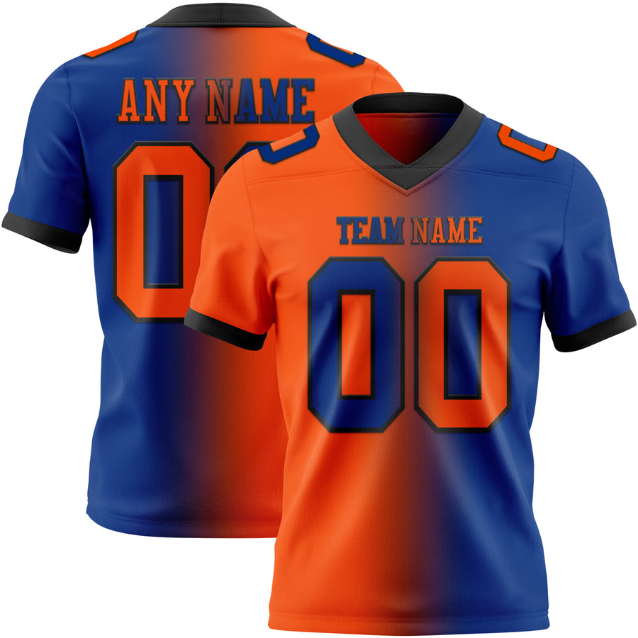 Custom Royal Orange-Black Authentic Gradient Fashion Football Jersey