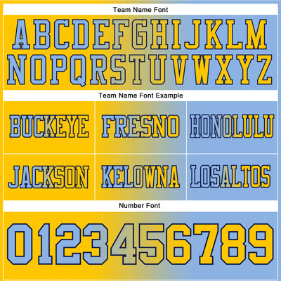 Custom Light Blue Yellow-Navy Authentic Gradient Fashion Football Jersey