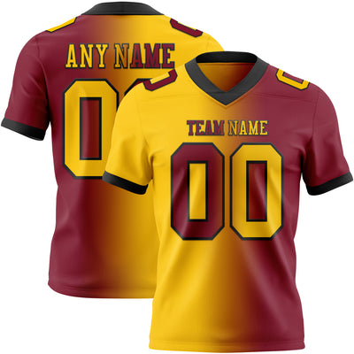 Custom Crimson Yellow-Black Authentic Gradient Fashion Football Jersey