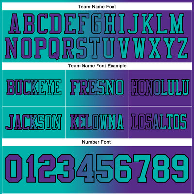 Custom Purple Aqua-Black Authentic Gradient Fashion Football Jersey