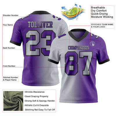 Custom Purple Gray-Black Authentic Gradient Fashion Football Jersey