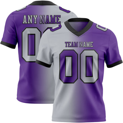 Custom Purple Gray-Black Authentic Gradient Fashion Football Jersey
