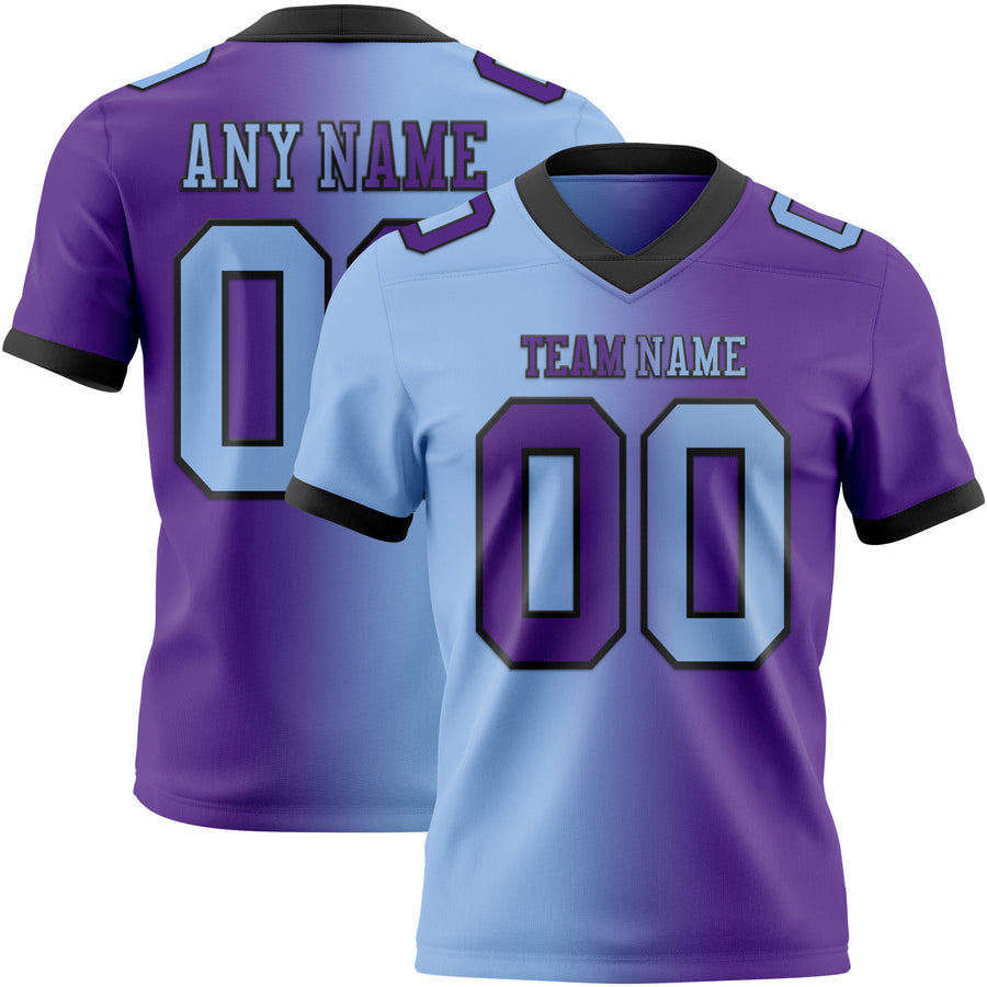 Custom Purple Light Blue-Black Authentic Gradient Fashion Football Jersey
