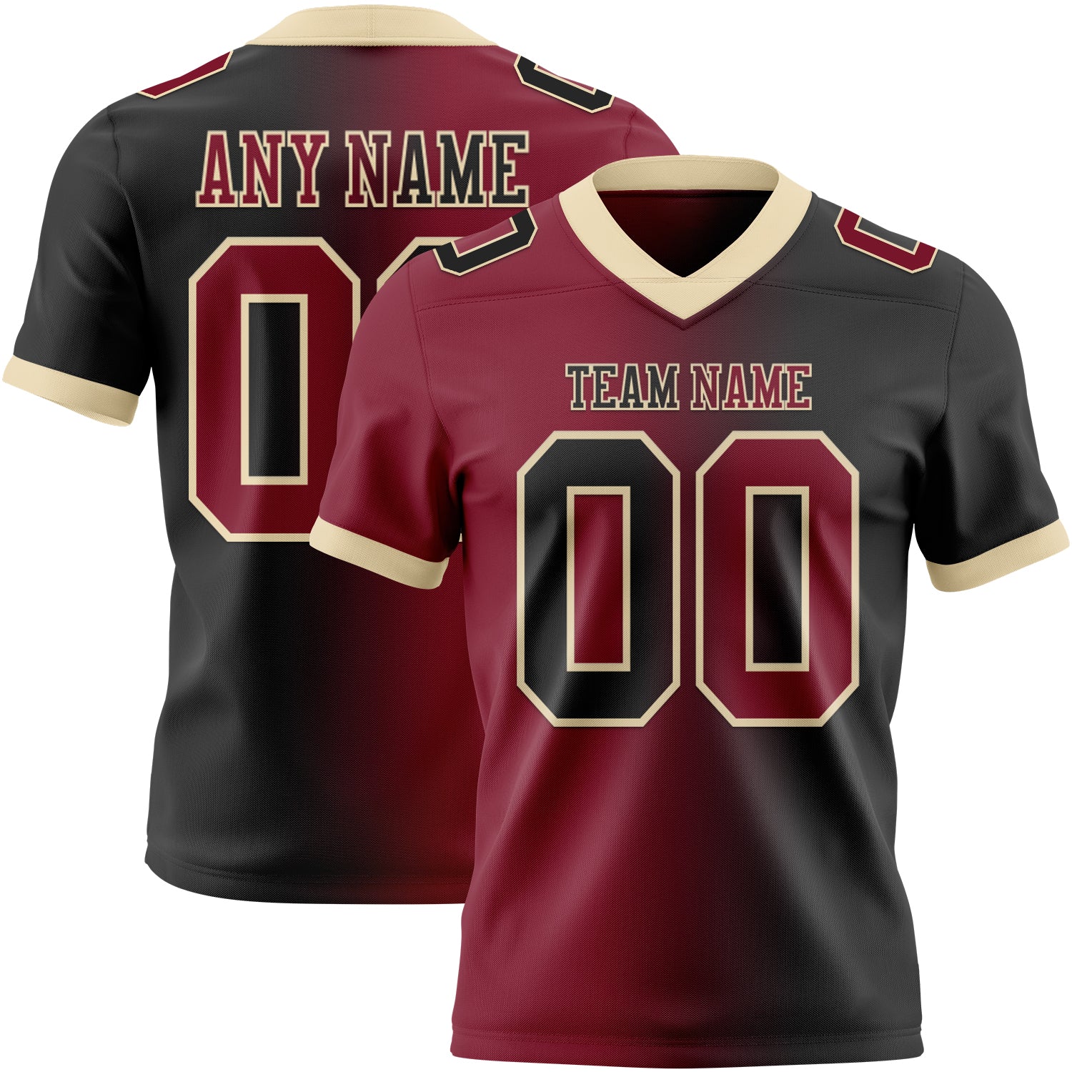 Custom Black Crimson-Cream Authentic Gradient Fashion Football Jersey