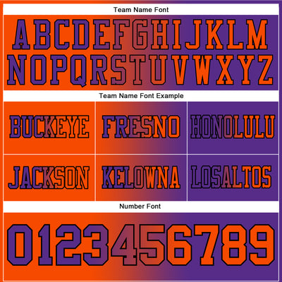Custom Purple Orange-Black Authentic Gradient Fashion Football Jersey