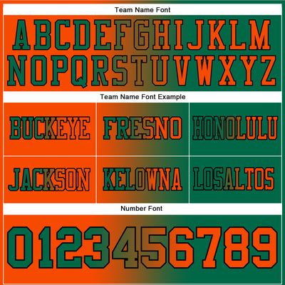 Custom Kelly Green Orange-Black Authentic Gradient Fashion Football Jersey