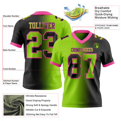 Custom Black Neon Green-Pink Authentic Gradient Fashion Football Jersey