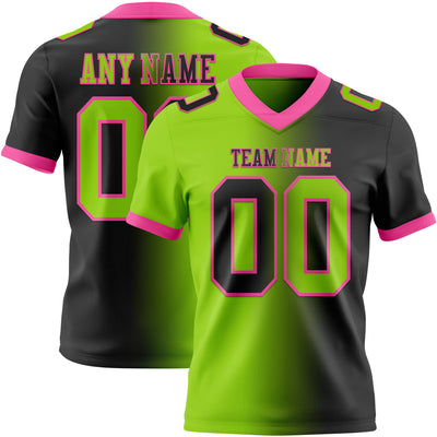 Custom Black Neon Green-Pink Authentic Gradient Fashion Football Jersey