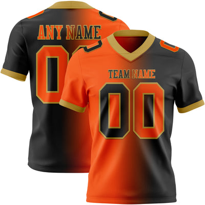 Custom Black Orange-Old Gold Authentic Gradient Fashion Football Jersey