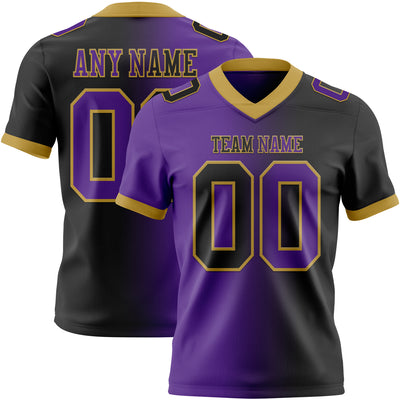 Custom Black Purple-Old Gold Authentic Gradient Fashion Football Jersey