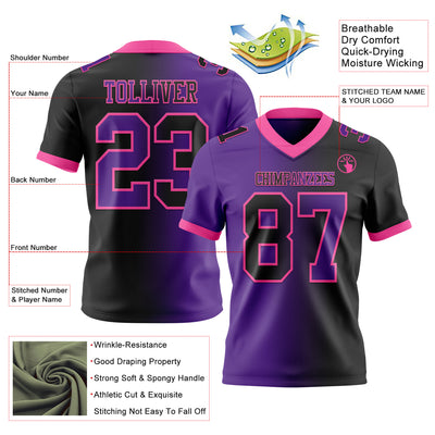 Custom Black Purple-Pink Authentic Gradient Fashion Football Jersey
