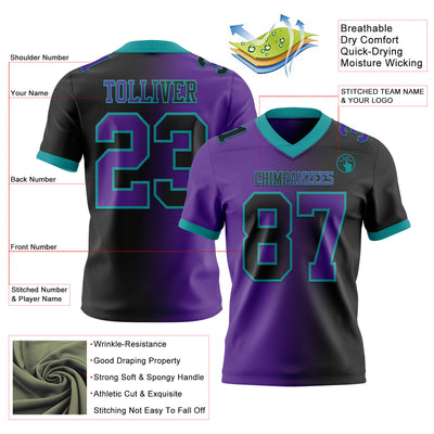 Custom Black Purple-Teal Authentic Gradient Fashion Football Jersey