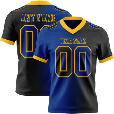 Custom Black Royal-Gold Authentic Gradient Fashion Football Jersey