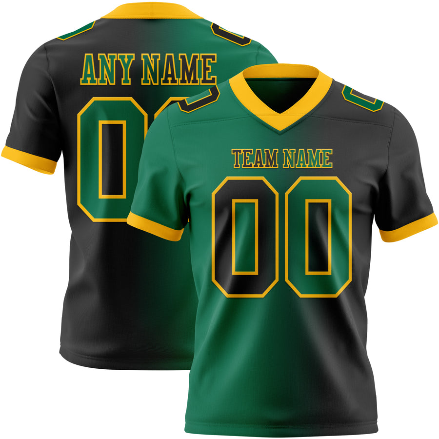Custom Black Kelly Green-Gold Authentic Gradient Fashion Football Jersey