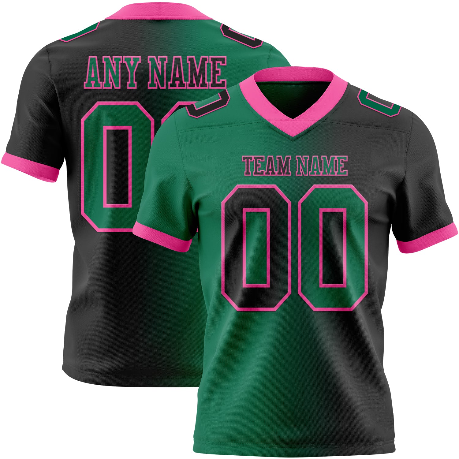 Custom Black Kelly Green-Pink Authentic Gradient Fashion Football Jersey