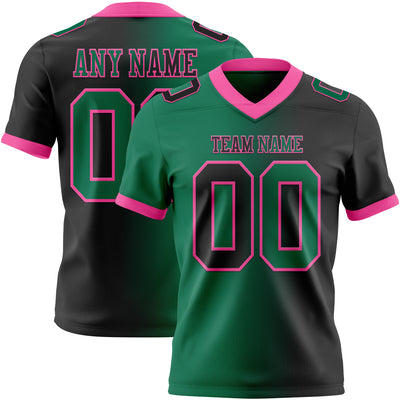 Custom Black Kelly Green-Pink Authentic Gradient Fashion Football Jersey