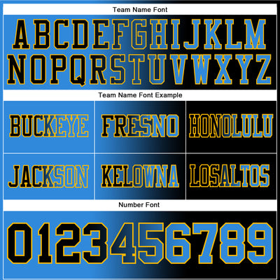 Custom Black Powder Blue-Gold Authentic Gradient Fashion Football Jersey