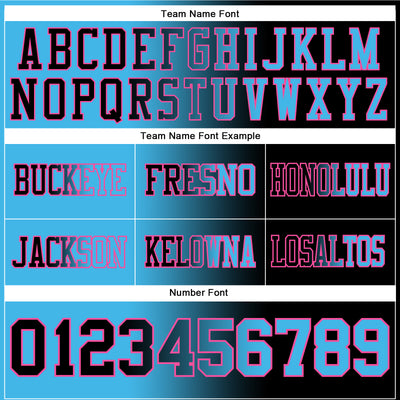 Custom Black Sky Blue-Pink Authentic Gradient Fashion Football Jersey