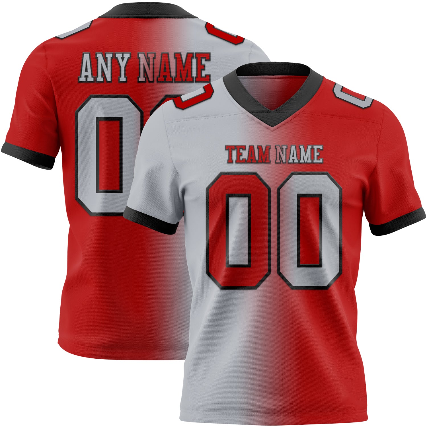 Custom Red Gray-Black Authentic Gradient Fashion Football Jersey