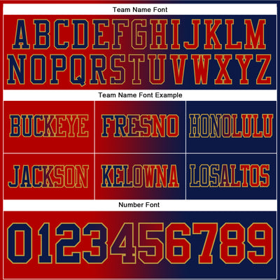 Custom Navy Red-Old Gold Authentic Gradient Fashion Football Jersey