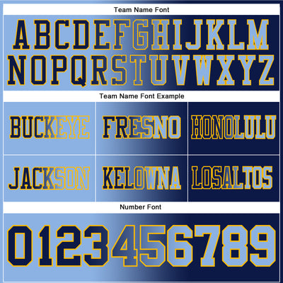 Custom Navy Light Blue-Gold Authentic Gradient Fashion Football Jersey