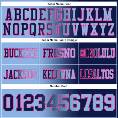 Custom Navy Light Blue-Pink Authentic Gradient Fashion Football Jersey