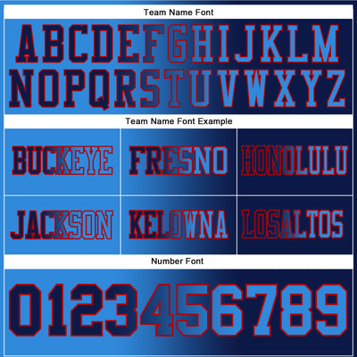 Custom Navy Powder Blue-Red Authentic Gradient Fashion Football Jersey