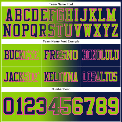 Custom Navy Neon Green-Pink Authentic Gradient Fashion Football Jersey
