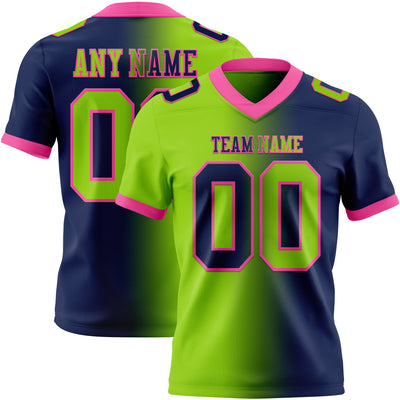 Custom Navy Neon Green-Pink Authentic Gradient Fashion Football Jersey